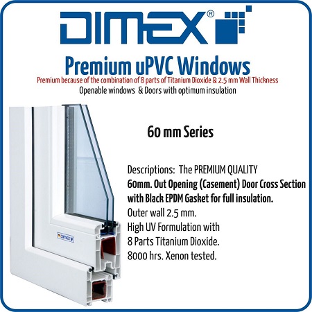 Dimex características de la serie de PVC rígido perfil Windoor